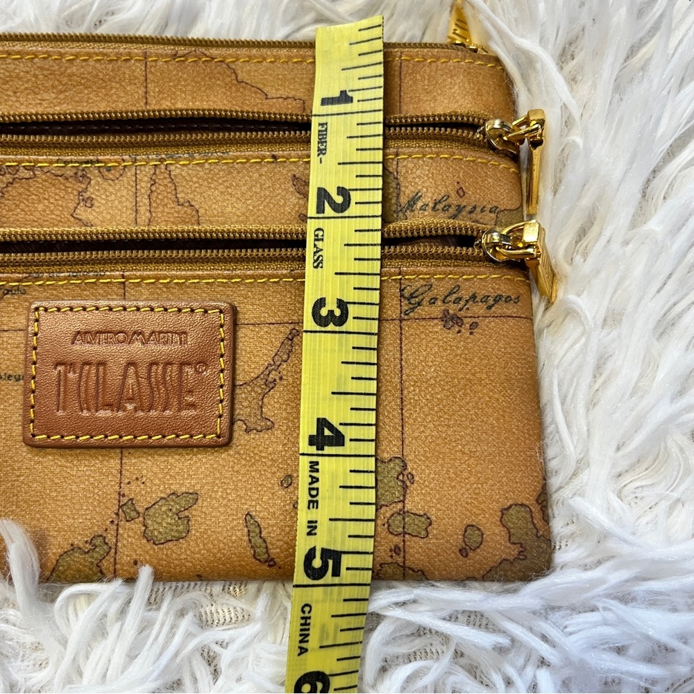 ALVIERO MARTINI Italian Vintage Geo World Map Wallet Pouch Bag 3 Zippers - Picture 9 of 9